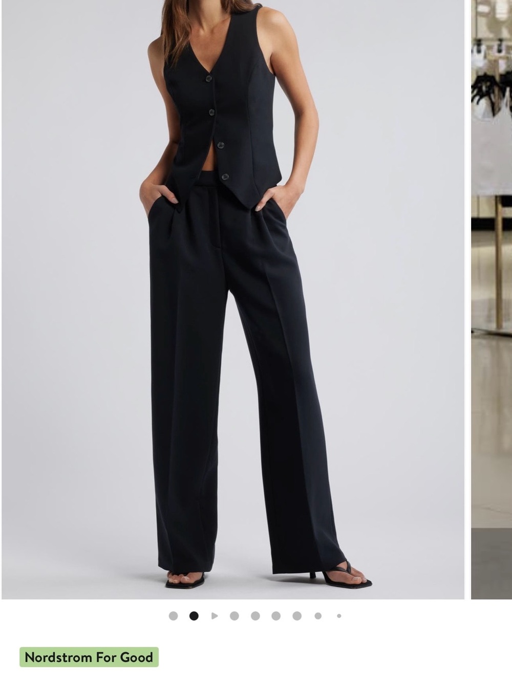 Black Tailored Vest and Wide-Leg Trousers Set